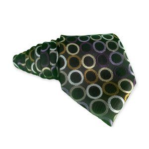 Michael Kors Black with Colorful Circles Dots Geometric Silk Mens Necktie Tie